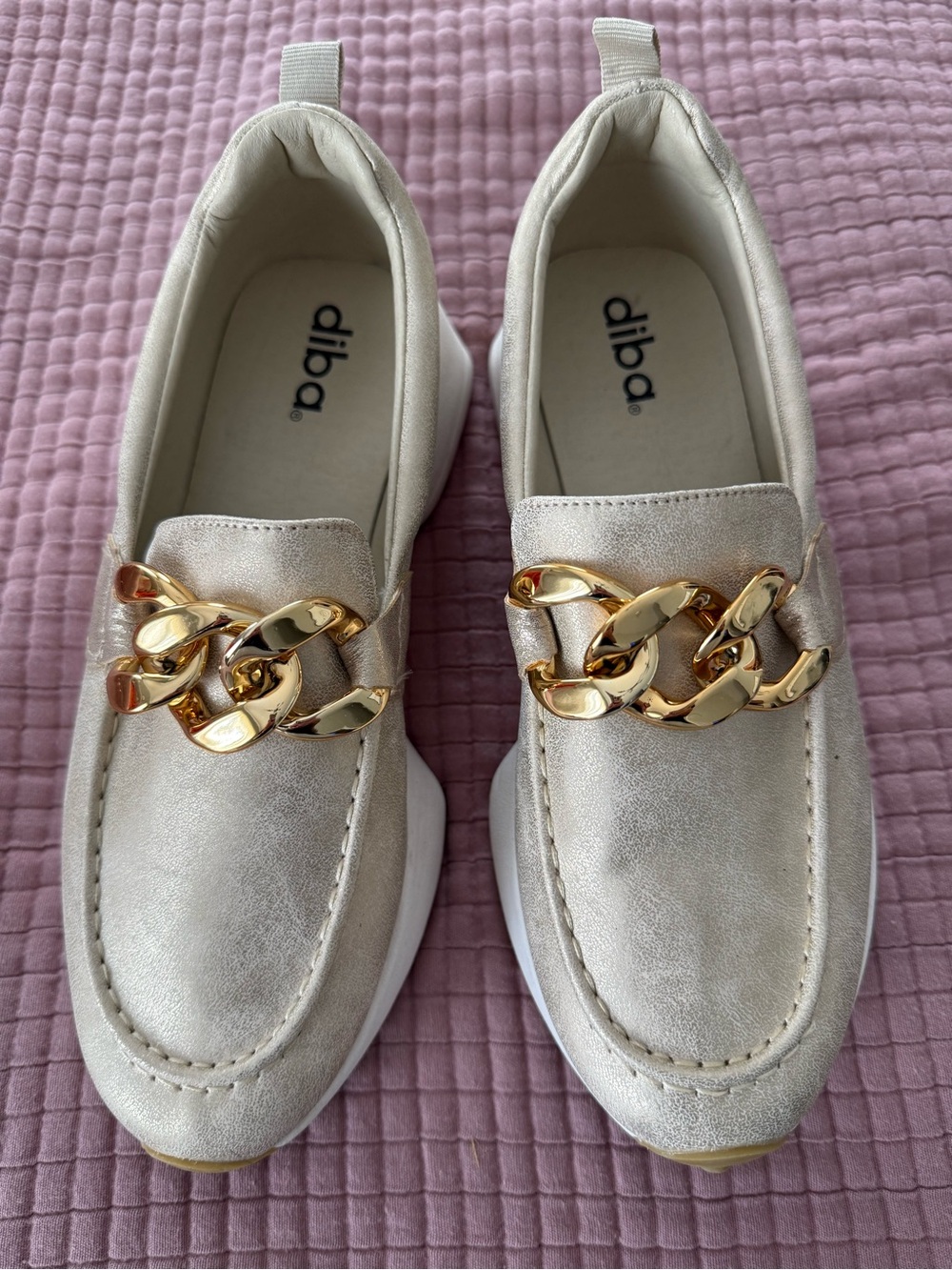 diba Gold Chain Accent Slip-On Loafer in Champagne tennis shoe 8